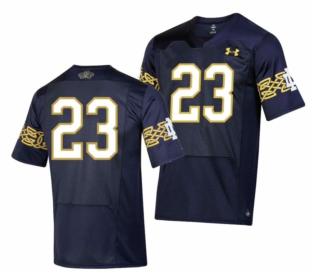 Notre Dame Fighting Irish Jersey #23 College Football 2023 Aer Lingus Classic Navy 1 Notre Dame Jersey #23 College Football 2023 Aer Lingus Classic Navy
