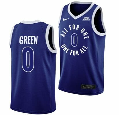 Xavier Musketeers #0 Trey Green Jersey All For One Blue Basketball 6 Xavier Musketeers #0 Trey Green Jersey All For One Blue Basketball