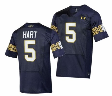 Notre Dame Fighting Irish Cam Hart Jersey #5 College Football 2023 Aer Lingus Classic Navy