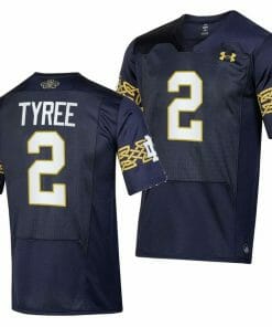 Notre Dame Fighting Irish Chris Tyree Jersey #2 College Football 2023 Aer Lingus Classic Navy