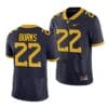 West Virginia Mountaineers Aubrey Burks Jersey #22 College Football Navy Game Uniform