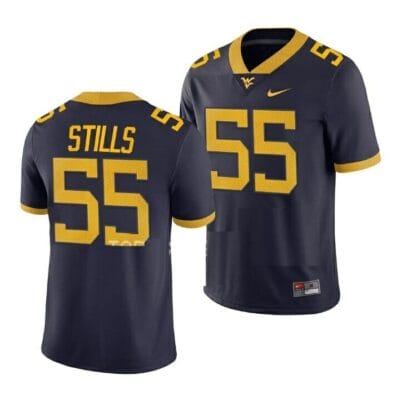 West Virginia Mountaineers Dante Stills Jersey #55 College Football Navy Game Uniform