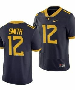 West Virginia Mountaineers Geno Smith Jersey #12 College Football Navy Game Uniform