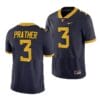 West Virginia Mountaineers Kaden Prather Jersey #3 College Football Navy Game Uniform
