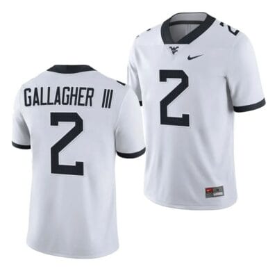 West Virginia Mountaineers Rodney Gallagher III Jersey #2 College Football 2023 Game White