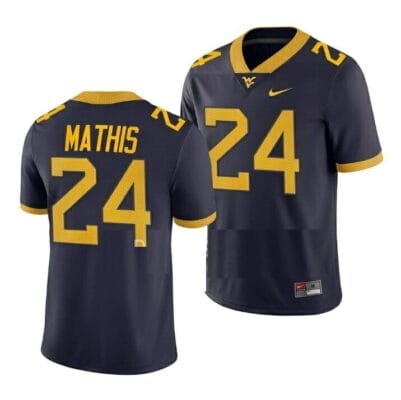 West Virginia Mountaineers Tony Mathis Jersey #24 College Football Navy Game Uniform