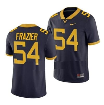West Virginia Mountaineers Zach Frazier Jersey #54 College Football Navy Game Uniform