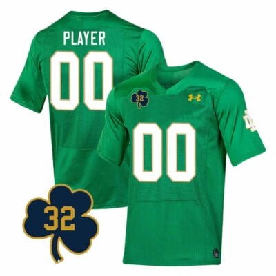 Custom Notre Dame Fighting Irish Jersey Name and Number College Football Johnny Lujack Patch 32 Green