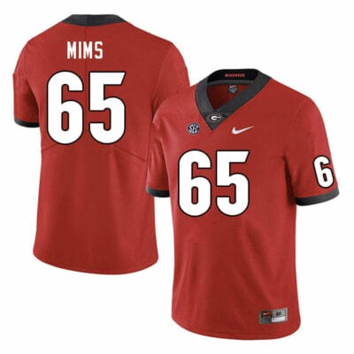 Georgia Bulldogs Amarius Mims Jersey #65 College Football Game Red