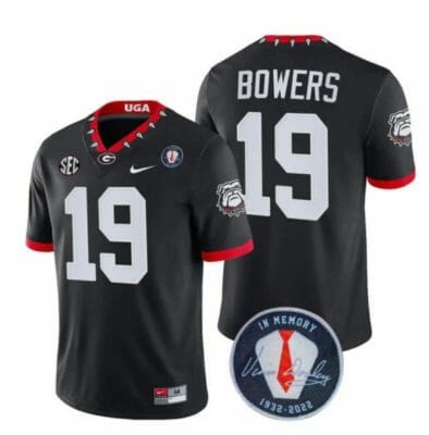 Georgia Bulldogs Brock Bowers Jersey #19 Honoring Vince Dooley Patch – All Stitched Black