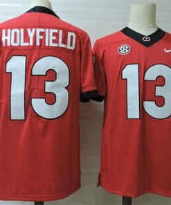 Georgia Bulldogs Elijah Holyfield Jersey #13 College Football Game Red
