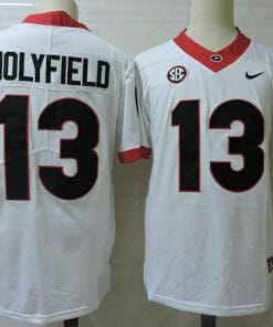 Georgia Bulldogs Elijah Holyfield Jersey #13 College Football Game White