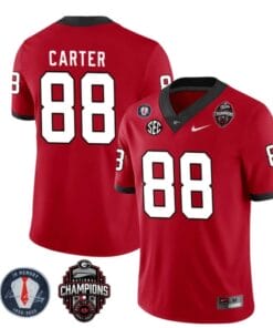 Georgia Bulldogs Jalen Carter Jersey #88 - Back To Back National Champions College Football Red