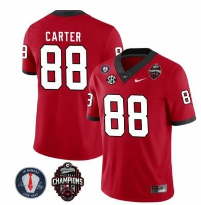Georgia Bulldogs Jalen Carter Jersey #88 - Back To Back National Champions College Football Red