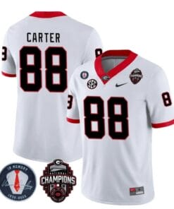 Georgia Bulldogs Jalen Carter Jersey #88 - Back To Back National Champions College Football White