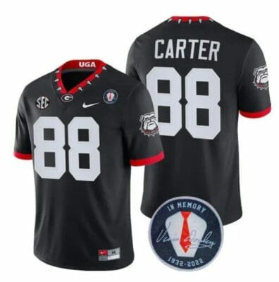 Georgia Bulldogs Jalen Carter Jersey #88 Honoring Vince Dooley Patch – All Stitched Black