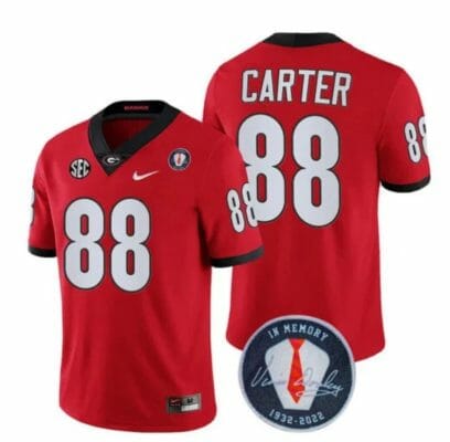 Georgia Bulldogs Jalen Carter Jersey #88 Honoring Vince Dooley Patch – All Stitched Red