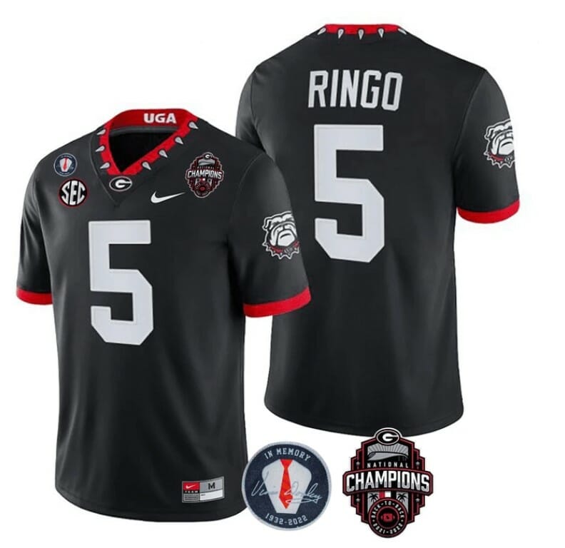 Georgia Bulldogs Kelee Ringo Jersey #5 - Back To Back National Champions College Football Black 1 Georgia Bulldogs Kelee Ringo Jersey #5 - Back To Back National Champions College Football Black