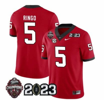 Georgia Bulldogs Kelee Ringo Jersey #5 CFP National Champions Patch 2023 – All Stitched Red