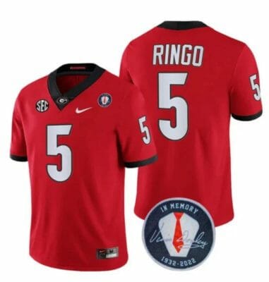 Georgia Bulldogs Kelee Ringo Jersey #5 Honoring Vince Dooley Patch – All Stitched Red 8 Georgia Bulldogs Kelee Ringo Jersey #5 Honoring Vince Dooley Patch – All Stitched Red