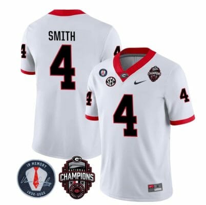 Georgia Bulldogs Nolan Smith Jersey #4 - Back To Back National Champions College Football White