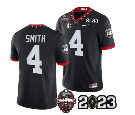 Georgia Bulldogs Nolan Smith Jersey #4 CFP National Champions Patch 2023 – All Stitched Black