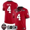 Georgia Bulldogs Nolan Smith Jersey #4 CFP National Champions Patch 2023 – All Stitched Red