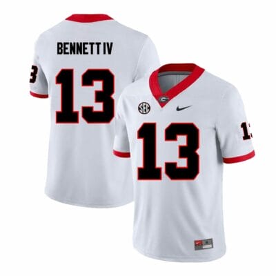 Georgia Bulldogs Stetson Bennett IV Jersey #13 College Football Game White 10 Georgia Bulldogs Stetson Bennett IV Jersey #13 College Football Game White