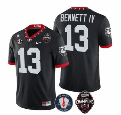 Georgia Bulldogs Stetson Bennett Jersey #13 - Back To Back National Champions College Football Black 8 Georgia Bulldogs Stetson Bennett Jersey #13 - Back To Back National Champions College Football Black