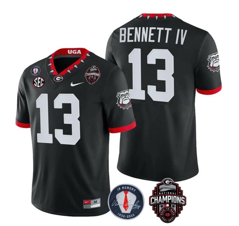 Georgia Bulldogs Stetson Bennett Jersey #13 - Back To Back National Champions College Football Black 1 Georgia Bulldogs Stetson Bennett Jersey #13 - Back To Back National Champions College Football Black