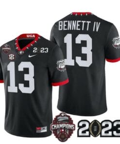 Georgia Bulldogs Stetson Bennett Jersey #13 CFP National Champions Patch 2023 – All Stitched Black