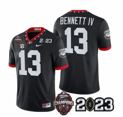 Georgia Bulldogs Stetson Bennett Jersey #13 CFP National Champions Patch 2023 – All Stitched Black 8 Georgia Bulldogs Stetson Bennett Jersey #13 CFP National Champions Patch 2023 – All Stitched Black