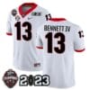 Georgia Bulldogs Stetson Bennett Jersey #13 CFP National Champions Patch 2023 – All Stitched White