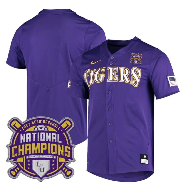 Lsu Tigers National Champions Jersey NCAA College Baseball Stitched Purple 1 Lsu Tigers National Champions Jersey NCAA College Baseball Stitched Purple