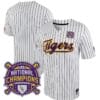 Lsu Tigers Jersey National Champions NCAA College Baseball Stitched White Stripe 2 Lsu Tigers National Champions Jersey NCAA College Baseball Stitched White Stripe