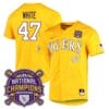 Lsu Tigers Tommy White Jersey #47 National Champions NCAA College Baseball Stitched Gold