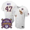 Lsu Tigers Tommy White Jersey #47 National Champions NCAA College Baseball Stitched White 3 Lsu Tigers Tommy White Jersey #47 National Champions NCAA College Baseball Stitched White