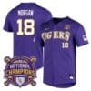 Lsu Tigers Tre Morgan Jersey #18 National Champions NCAA College Baseball Stitched Purple