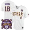 Lsu Tigers Tre Morgan Jersey #18 National Champions NCAA College Baseball Stitched White Tigers 2 Lsu Tigers Tre Morgan Jersey #18 National Champions NCAA College Baseball Stitched White Tigers