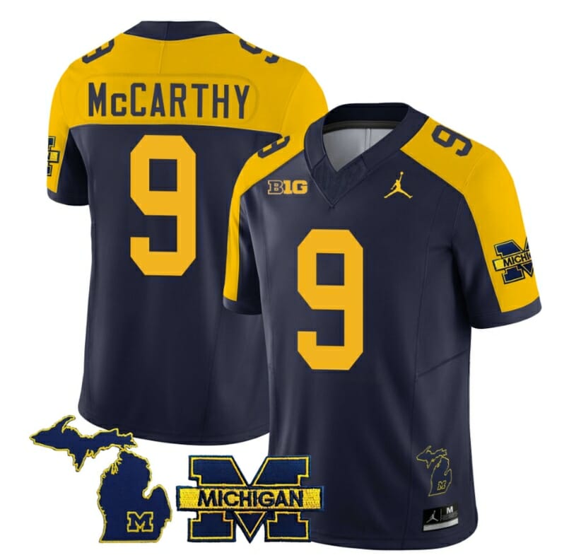 Michigan Wolverines JJ McCarthy Jersey Special #9 College Football 2023 Stitched Navy Alternate 1 Michigan Wolverines JJ McCarthy Jersey Special #9 College Football 2023 Stitched Navy Alternate