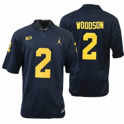Michigan Wolverines Charles Woodson Jersey #2 College Football Game Navy 10 Michigan Wolverines Charles Woodson Jersey #2 College Football Game Navy