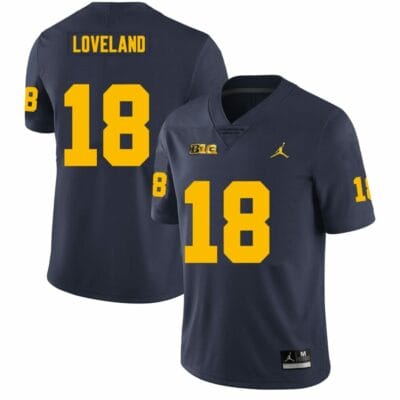 Michigan Wolverines Colston Loveland Jersey #18 College Football Game Navy