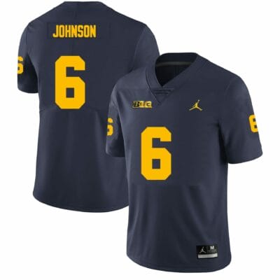 Michigan Wolverines Cornelius Johnson Jersey #6 College Football Game Navy 10 Michigan Wolverines Cornelius Johnson Jersey #6 College Football Game Navy
