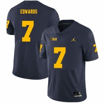 Michigan Wolverines Donovan Edwards Jersey #7 College Football Game Navy