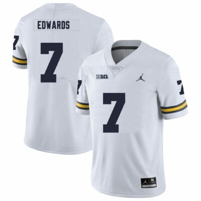 Michigan Wolverines Donovan Edwards Jersey #7 College Football Game White 10 Michigan Wolverines Donovan Edwards Jersey #7 College Football Game White
