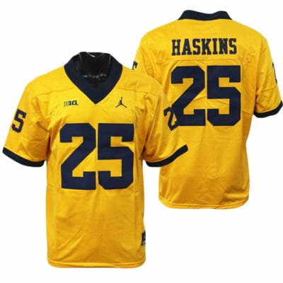 Michigan Wolverines Hassan Haskins Jersey #25 College Football Game Yellow