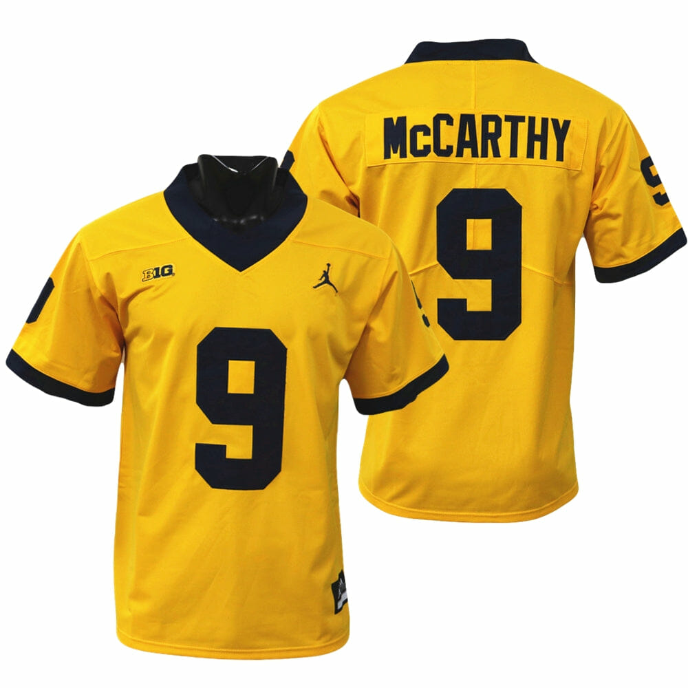 Michigan Wolverines JJ McCarthy Jersey #9 College Football Game Yellow 1 Michigan Wolverines JJ McCarthy Jersey #9 College Football Game Yellow