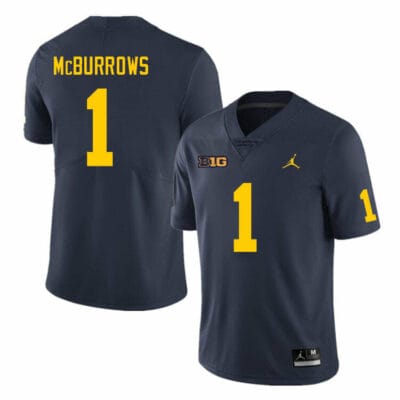 Michigan Wolverines JaDen McBurrows Jersey #1 College Football Game Navy