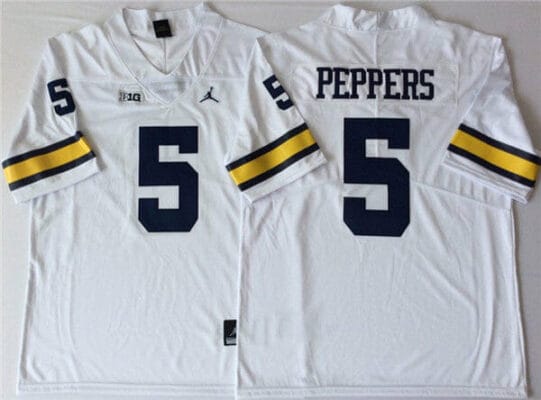 Michigan Wolverines Jabrill Peppers Jersey #5 College Football Game White