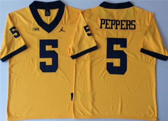 Michigan Wolverines Jabrill Peppers Jersey #5 College Football Game Yellow 10 Michigan Wolverines Jabrill Peppers Jersey #5 College Football Game Yellow